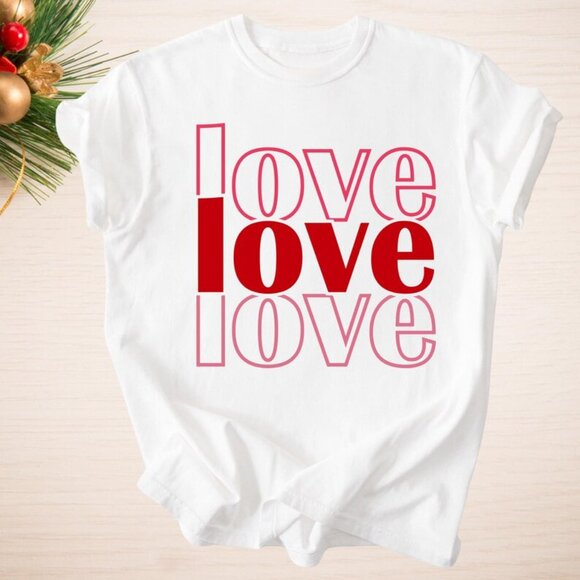 Tops - Love Graphic Valentine Tshirt, Cute Valentines Day Tee, Valentines Gift